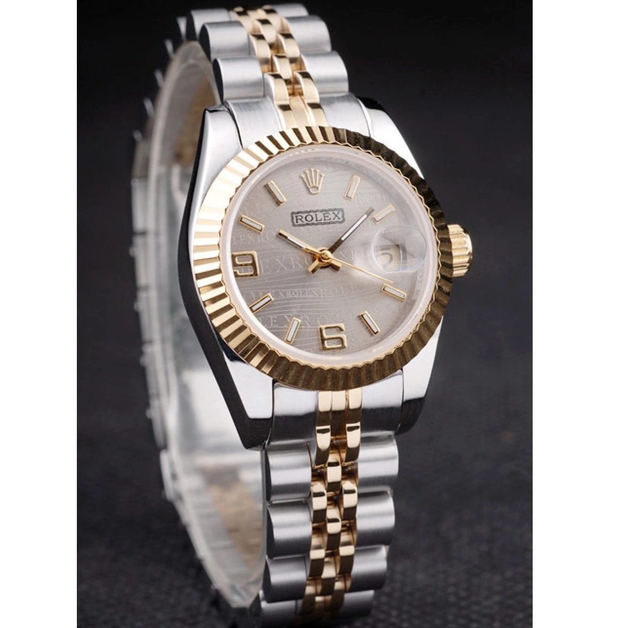 Aaa replica watch Gold Steel Stainless Plated Two Yellow Rolex Datejust Tone 98078 0821